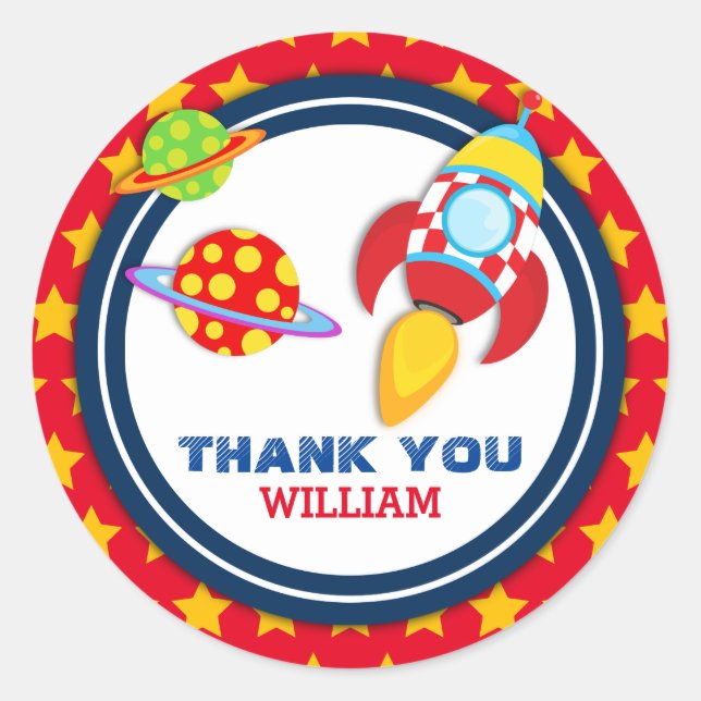 Rocket Spaceship Thank You Favor Tag (Front)