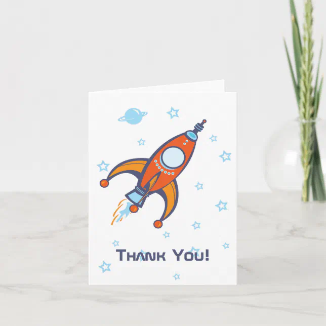 Rocket Thank You Card | Zazzle