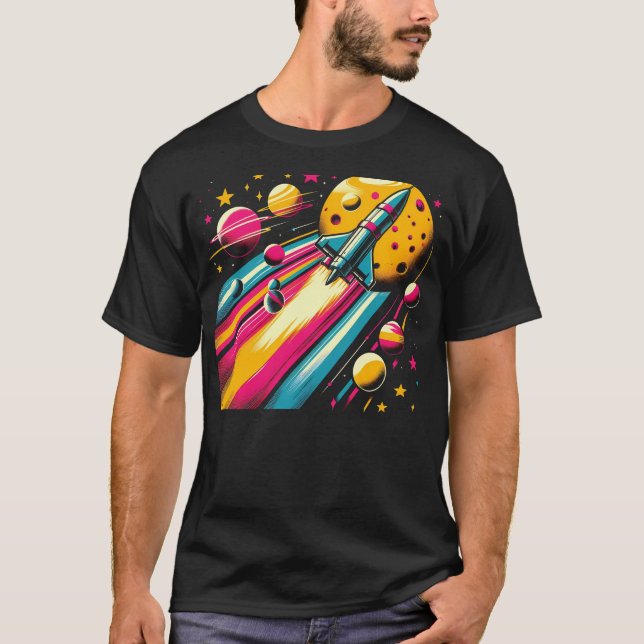 Rocket Through the Stars and Galaxy T-Shirt (Front)