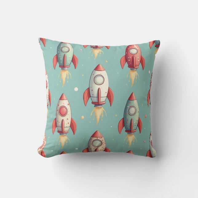 Rocket Throw Pillow (Front)
