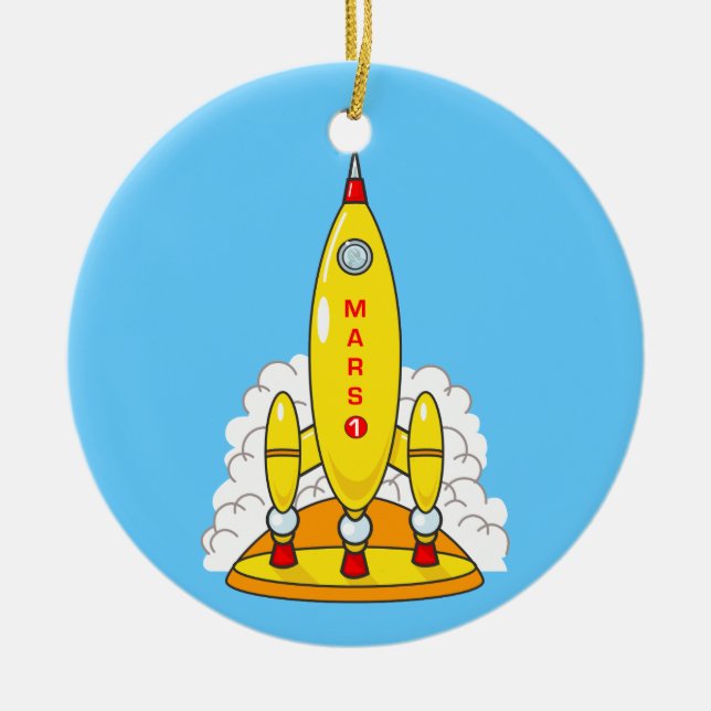 Rocket To Mars Ceramic Ornament (Front)