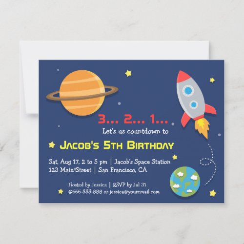 Rocket To Outer Space Party, Kids Birthday Announcement