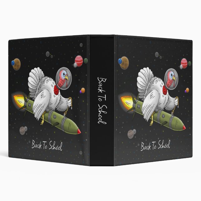 Rocket Turkey Back to School 3 Ring Binder (Background)