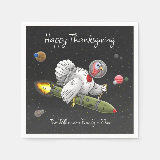 Rocket Turkey in outer space Napkins (Front)
