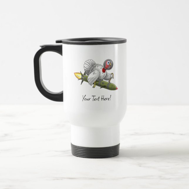 Rocket Turkey's Amazing Flight Travel Mug (Left)
