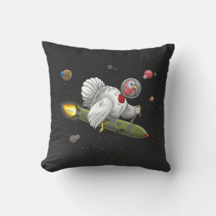 Rocket Turkey's journey through space Throw Pillow