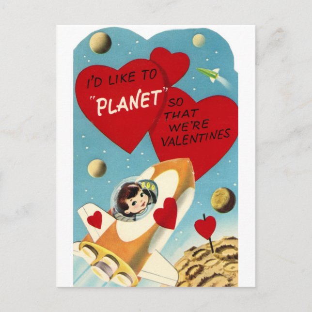 Rocket Valentine Holiday Postcard (Front)