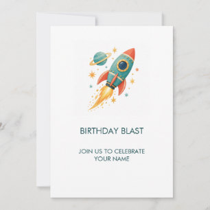Rocket Wishes Space Birthday Party Invitation