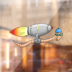 Rocket Worm Window Cling
