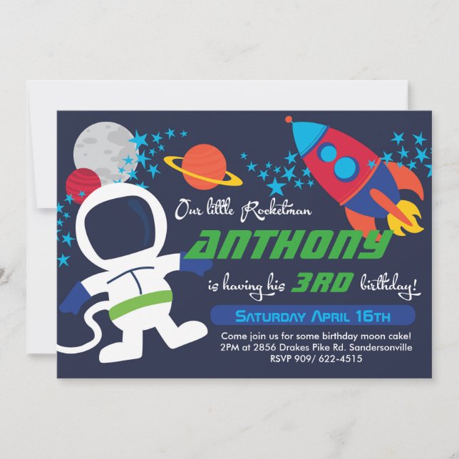 Rocketman 5x7 Birthday Invite (Front)