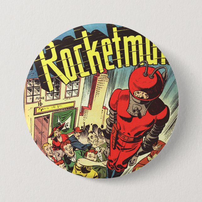 Rocketman vintage comics pinback button (Front)