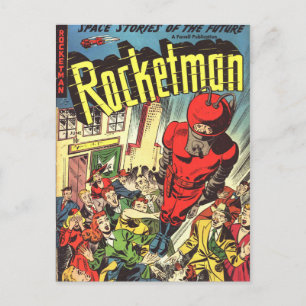 Rocketman vintage comics postcard