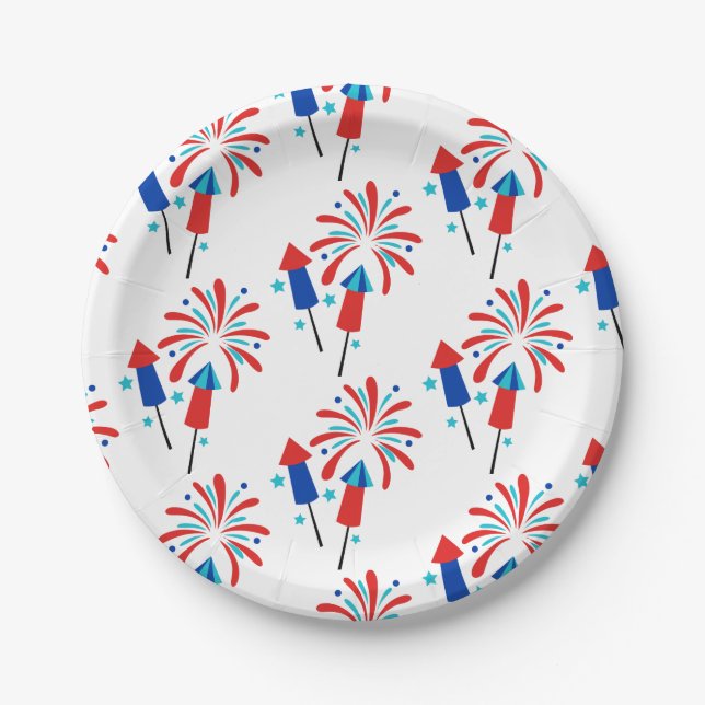 Rockets and Fireworks Paper Plates (Front)