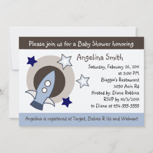 Rockets and Stars Baby Shower Invitation