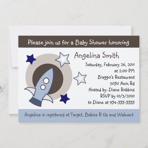 Rockets and Stars Baby Shower Invitation