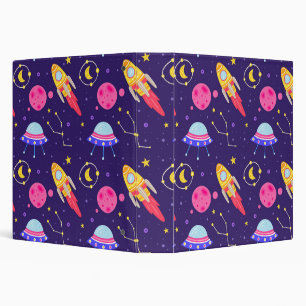 Rockets Fly To The Moon Children Pattern 3 Ring Binder