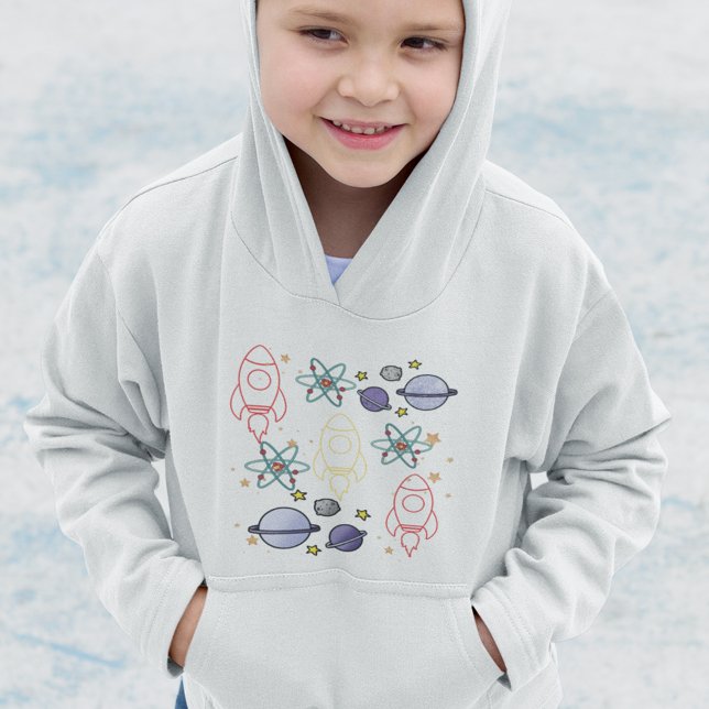 Rockets Planets Space Hoodie (Space Themed Kids Pullover Hoodie)