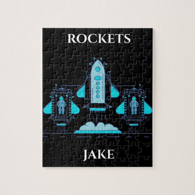 Rockets puzzle with personalized name. (Vertical)