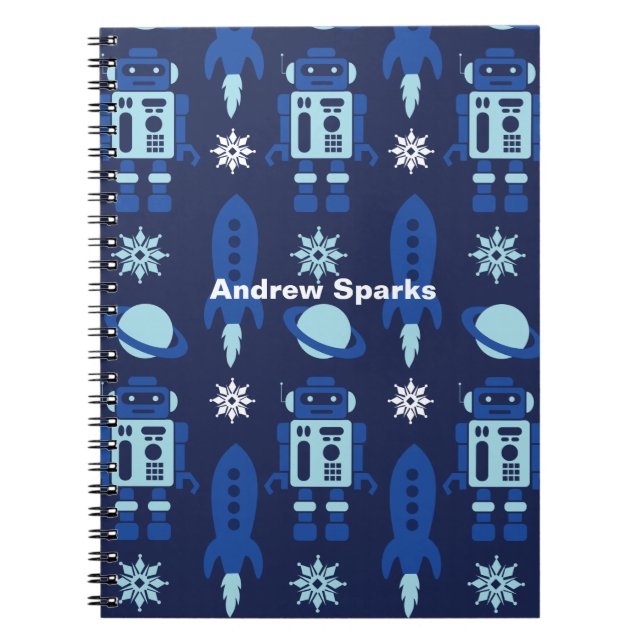 Rockets & Robots: Personalized Space Kids Notebook (Front)