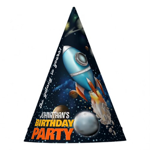 Rocketship Adventure Outer Space Birthday Party Hat