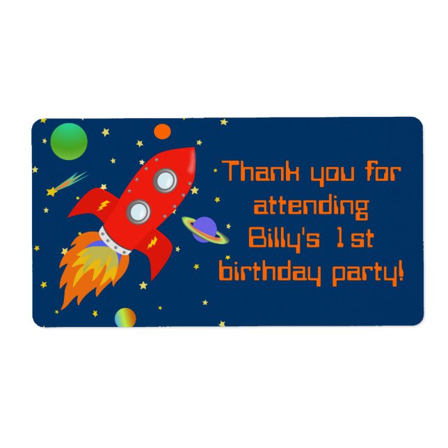 Rocketship Gift Favor Label (Front)