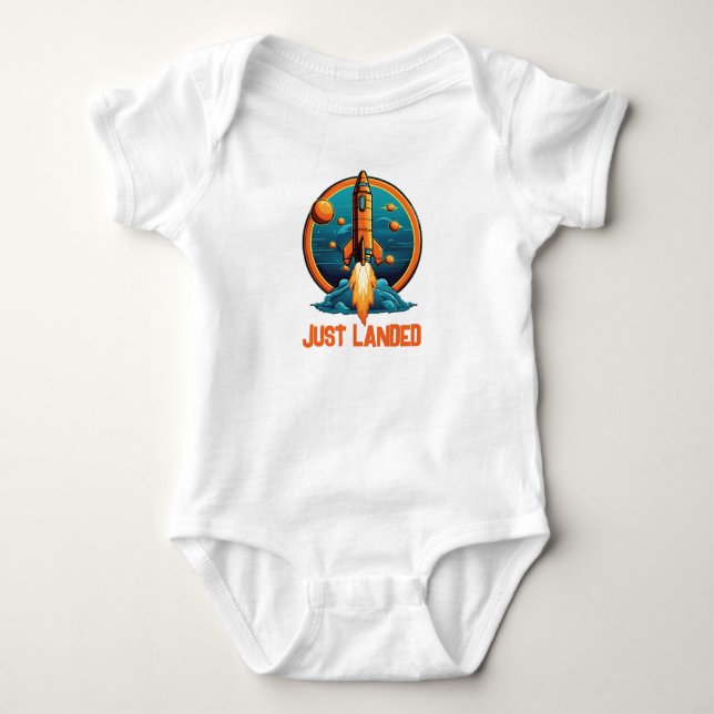 Rocketship Just landed Baby Bodysuit (Front)