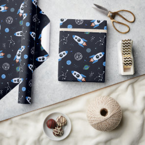 Rocketship Pattern Wrapping Paper
