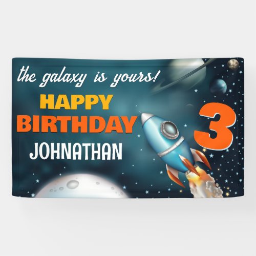 Rocketship Space Adventure Birthday Banner