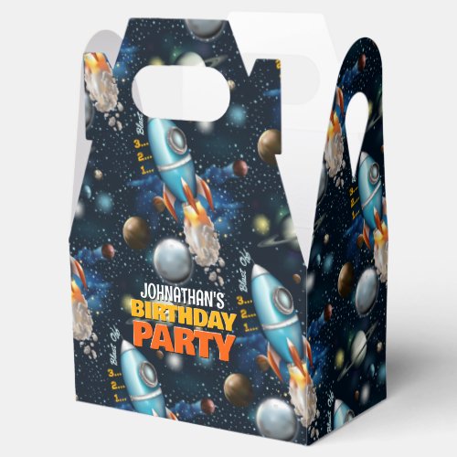 Rocketship Space Adventure Birthday Favor Boxes