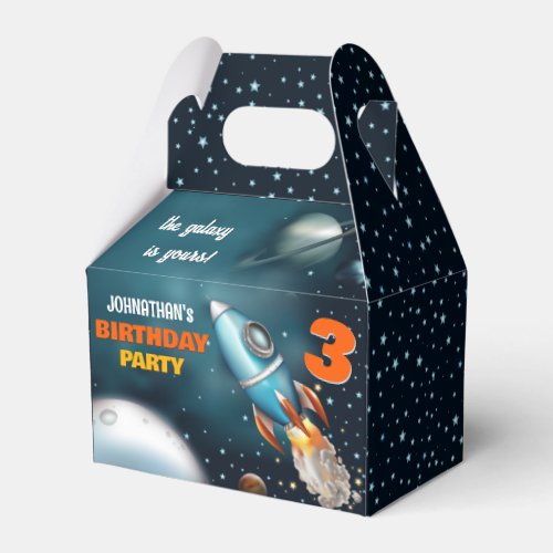 Rocketship Space Adventure Birthday Favor Boxes