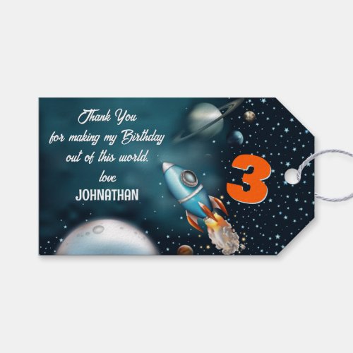 Rocketship Space Adventure Birthday Gift Tags