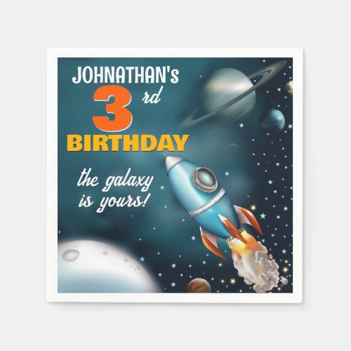 Rocketship Space Adventure Birthday Napkins