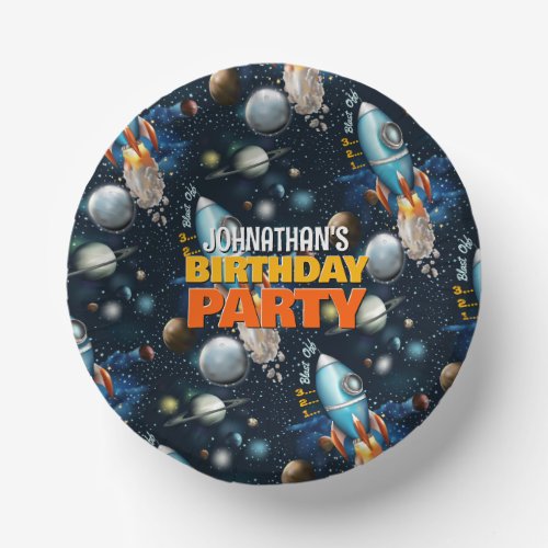 Rocketship Space Adventure Birthday Paper Bowls