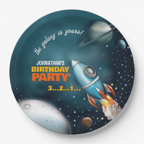 Rocketship Space Adventure Birthday Paper Plates