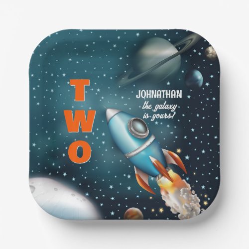 Rocketship Space Adventure Birthday Paper Plates