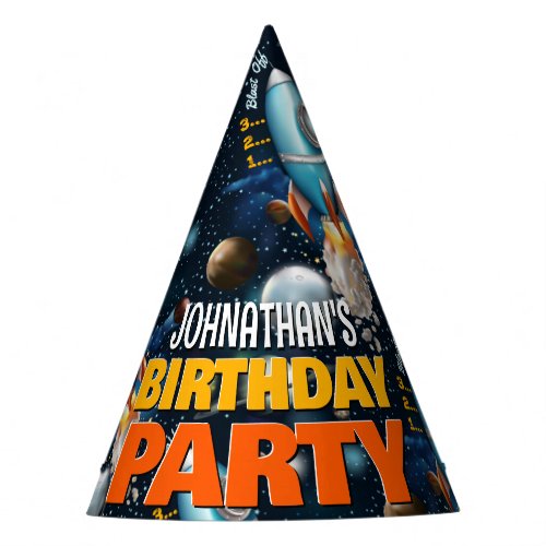 Rocketship Space Adventure Birthday Party Hat