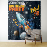 Rocketship Space Adventure Kids Birthday Backdrop<br><div class="desc">Rocketship on an exploration of the Galaxy.</div>
