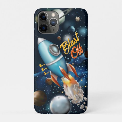 Rocketship Space Adventure Personalize iPhone 11 Pro Case