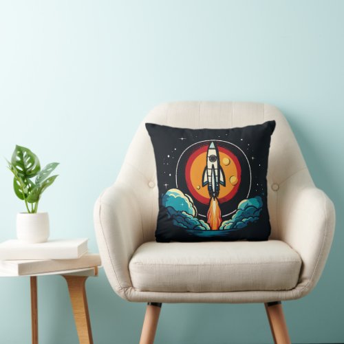 Rocketship Throw Pillow