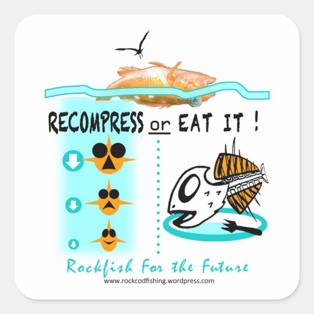 Rockfish fishing stickers, Recompress Or Eat It Square Sticker (Front)