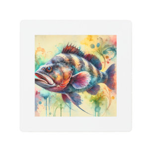 Rockfish Painting 070824AREF118 - Watercolor Metal Print