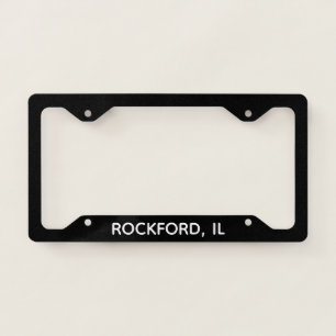 Rockford IL, Illinois Black License Plate Frame