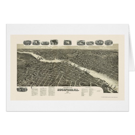 Rockford, IL Panoramic Map - 1891 Cards (Front Horizontal)
