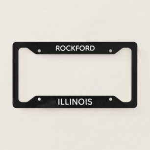 Rockford Illinois Black  License Plate Frame