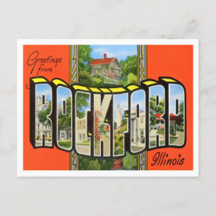 Rockford, illinois Vintage Big Letters Postcard