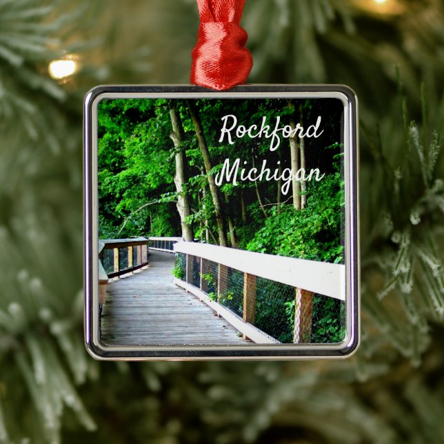 Rockford Michigan Walking Trail Metal Ornament (Tree)