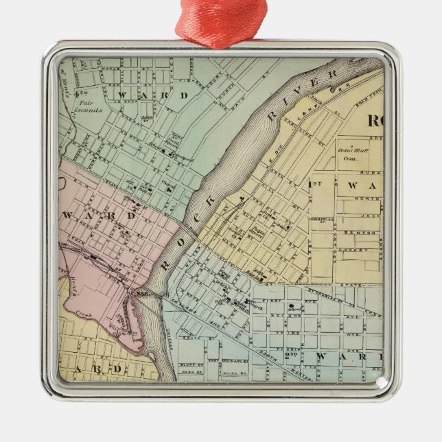 Rockford, Sterling and Rock Falls Metal Ornament (Front)