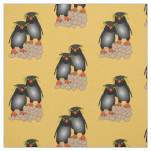 Rockhopper penguin fabric print