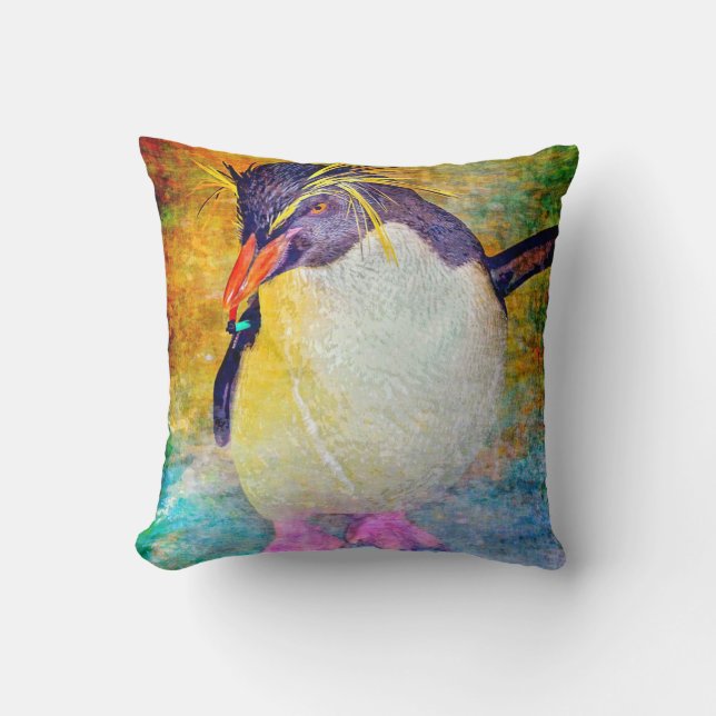 Rockhopper penguin throw pillow (Front)