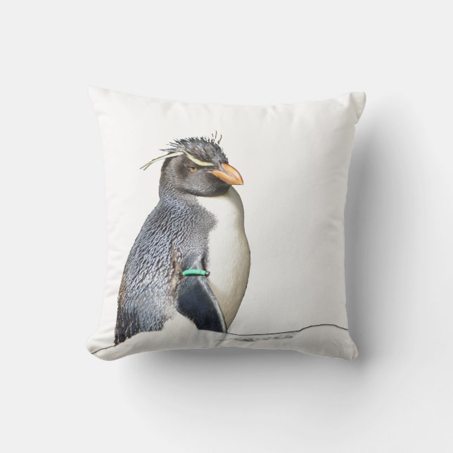 Rockhopper Penguin Throw Pillow (Front)